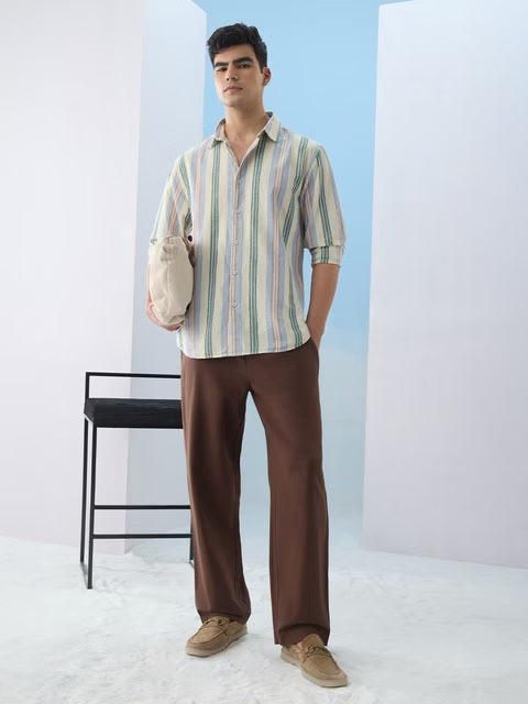 Stripes Sunset Lines Cotton Linen Shirts