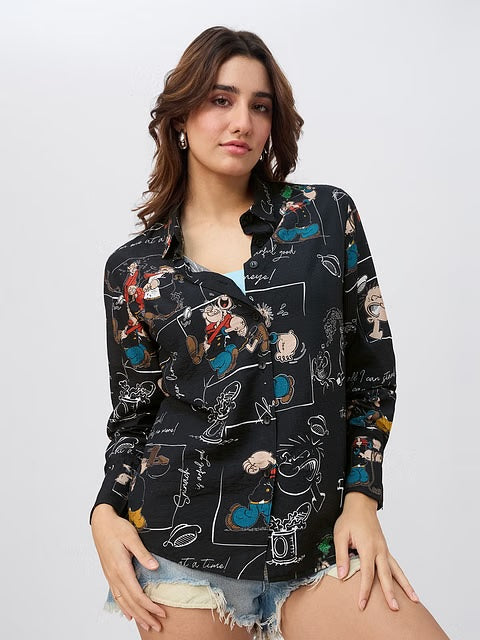 Back Tie Up Popeye Women Shirts
