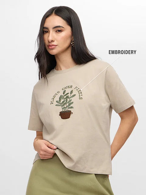 Plants Over Pixels Women Relaxed Fit T-Shirts