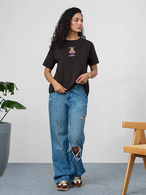 Inside Out Fight Me Women Relaxed Fit T-Shirts