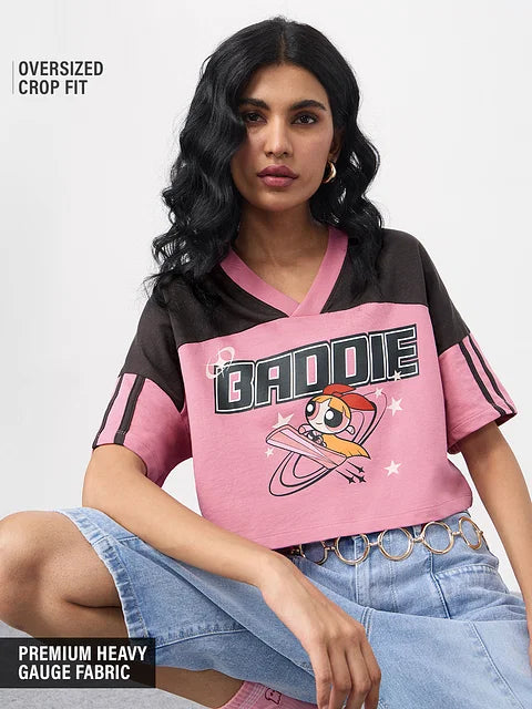 Powerpuff Girls Baddie Women Oversized Cropped T-Shirts