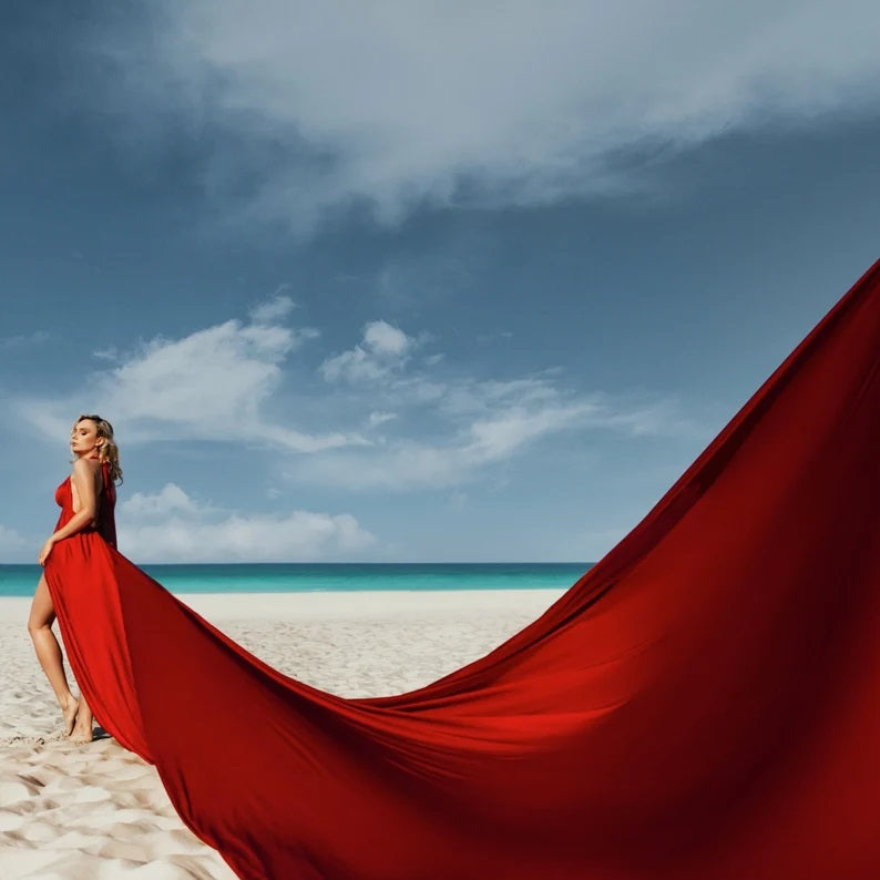 Red Flying Dress Flying Dress for Photoshoot Long Flying Dress