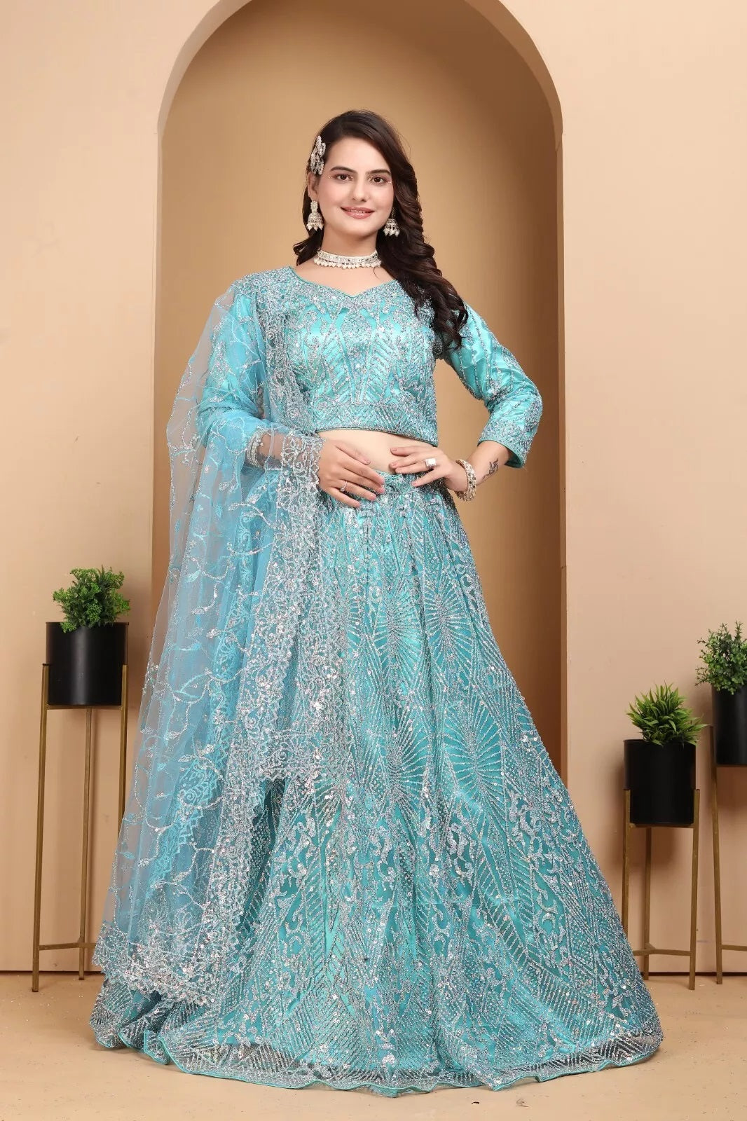 Diamond And Glitter Sequence Design Work Lehenga Choli