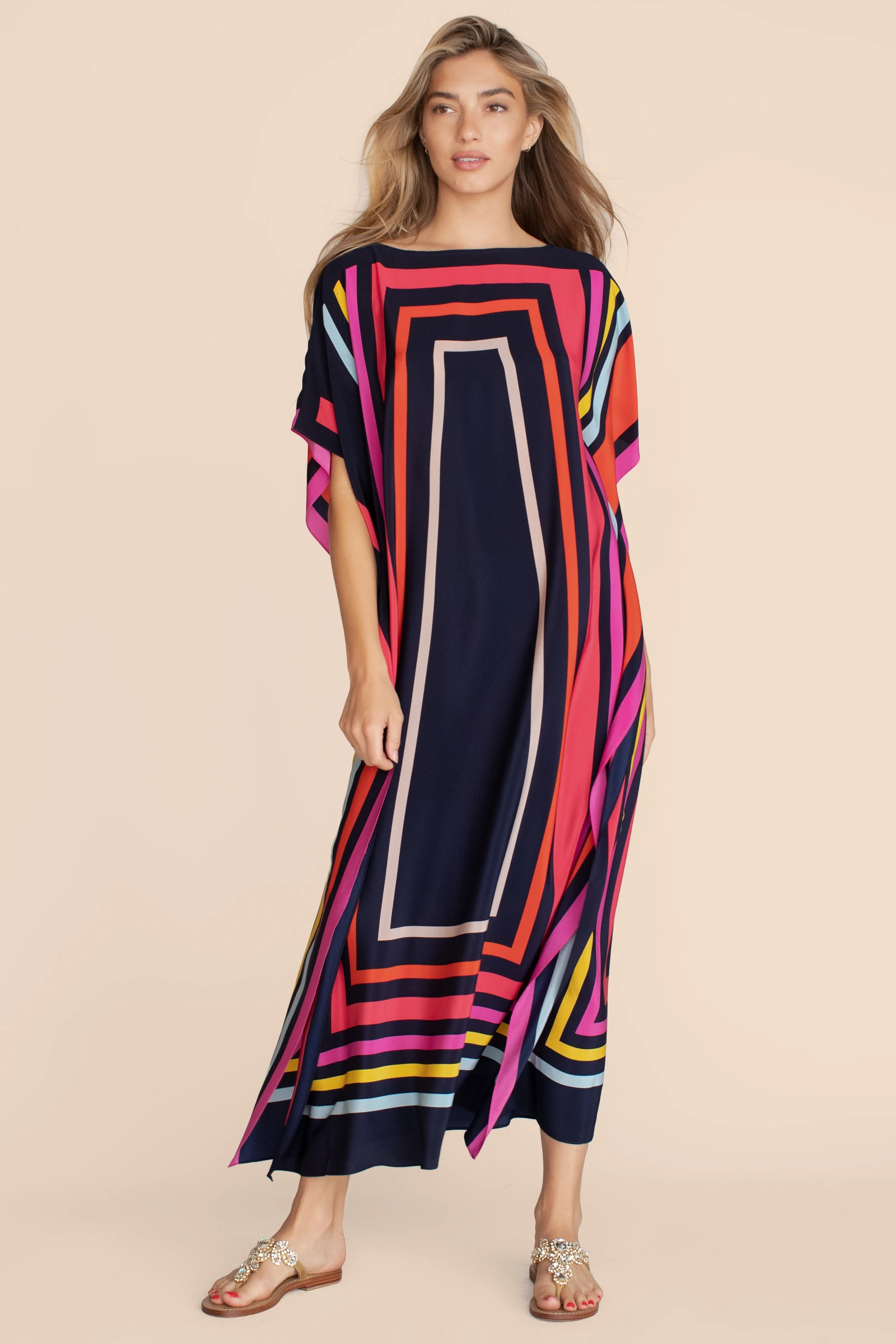 Flowy Soft Satin Silk Kaftan, Perfect for Resort Wear Caftan For Women's