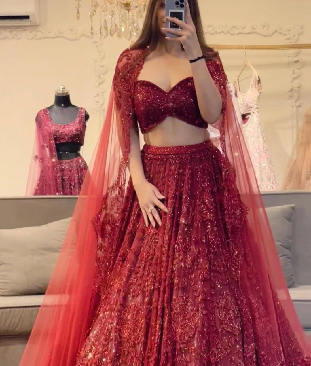 Stylish Wedding Lehenga Choli Bridesmaids With Glitter Dori Work , Ethnic Lehenga Choli 12-BS