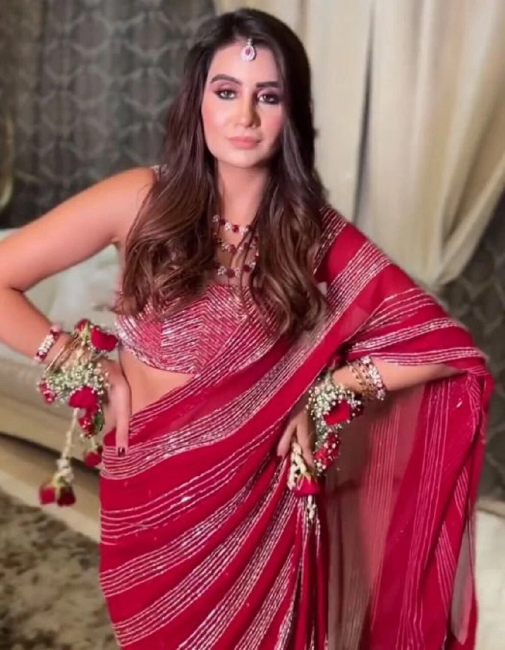 Wedding Party Wear Georgette Beautiful Saree & Blouse 11-JR