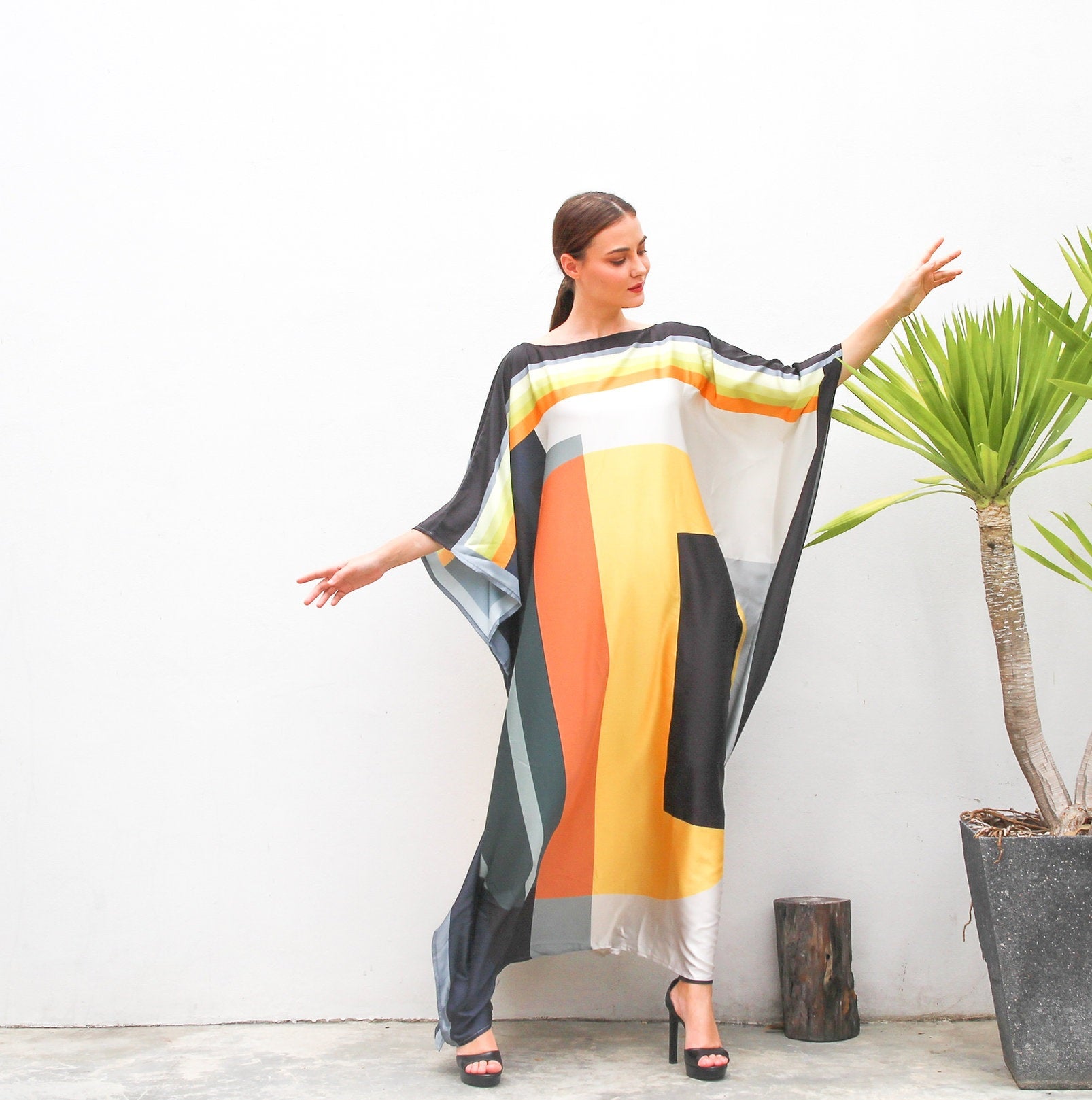 Soft Satin Silk Digital Printed Caftan For Women's Long Kaftan