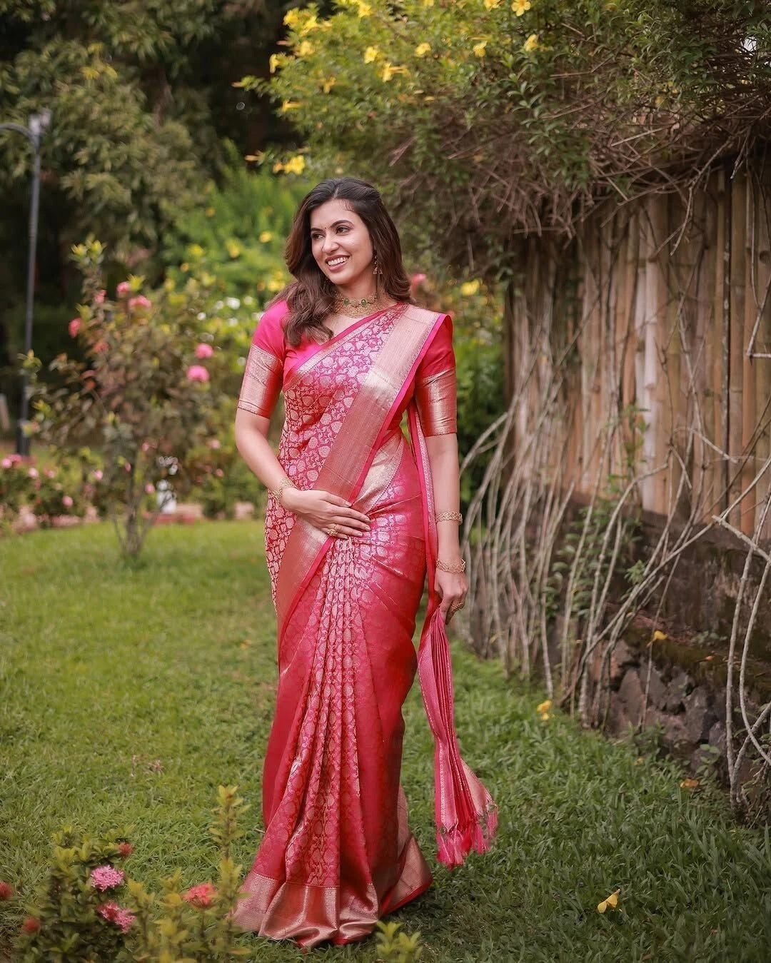 Traditional Banarasi Soft Silk, Wedding Wear Designer Sari & Blouse