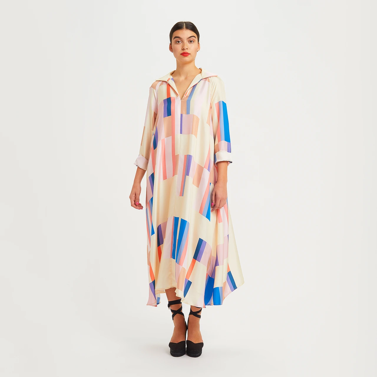 French Crepe Kaftan - Elegant Maxi Dress for Women's