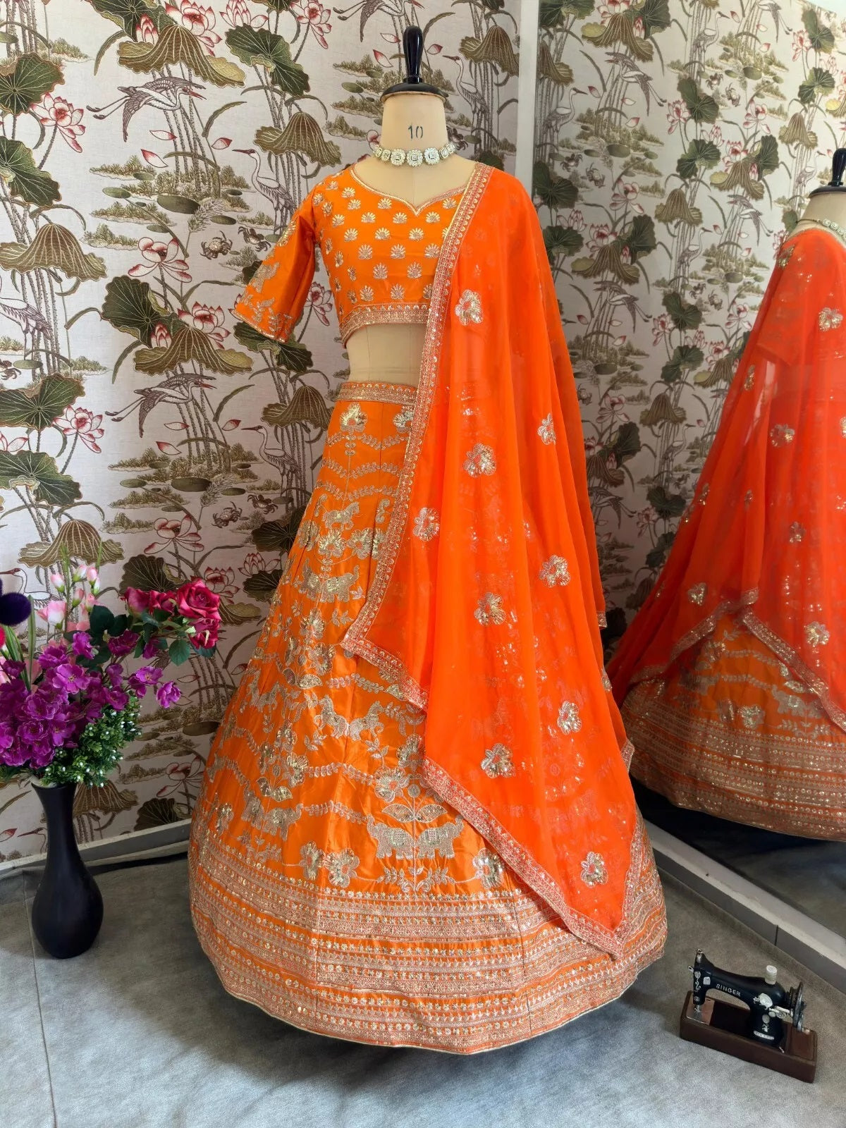 Jalpari Silk With Embroidery Sequence Zari Design Work Lehenga Work