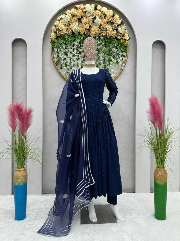 Designer Festival Wear Full Stitched Faux Georgette Top Pant Dupatta
