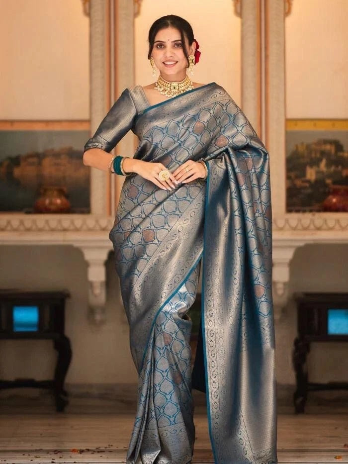 Banarasi Soft Silk Wedding Party Wear Saree,Ethnic Classic Sari With Blouse