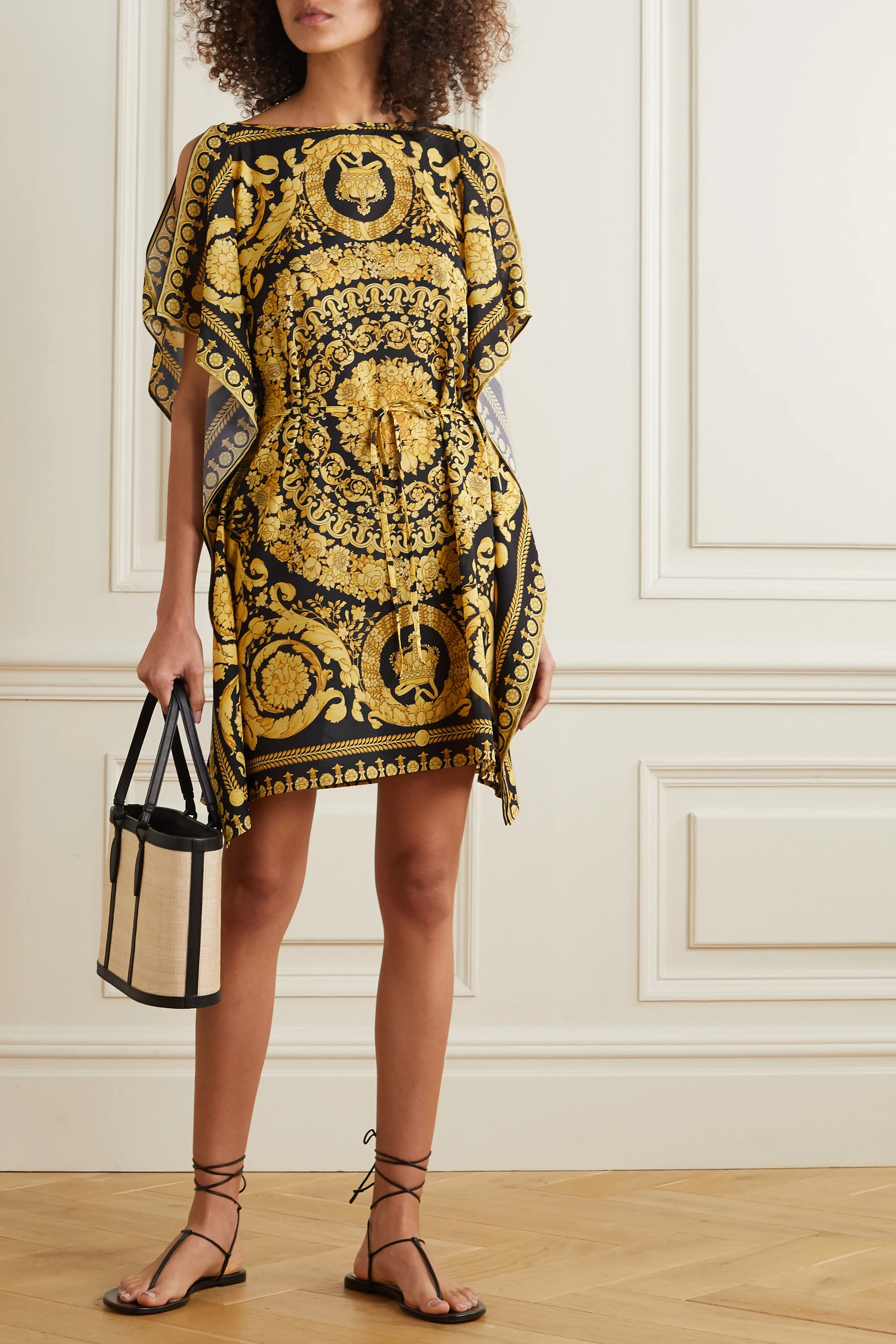 French Moss Printed Occasion Wear Women's Short Kaftan