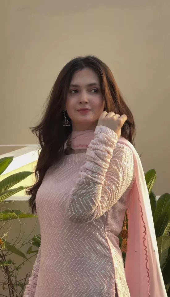 Full Stitched Faux Georgette Top Chudidar With Dupatta
