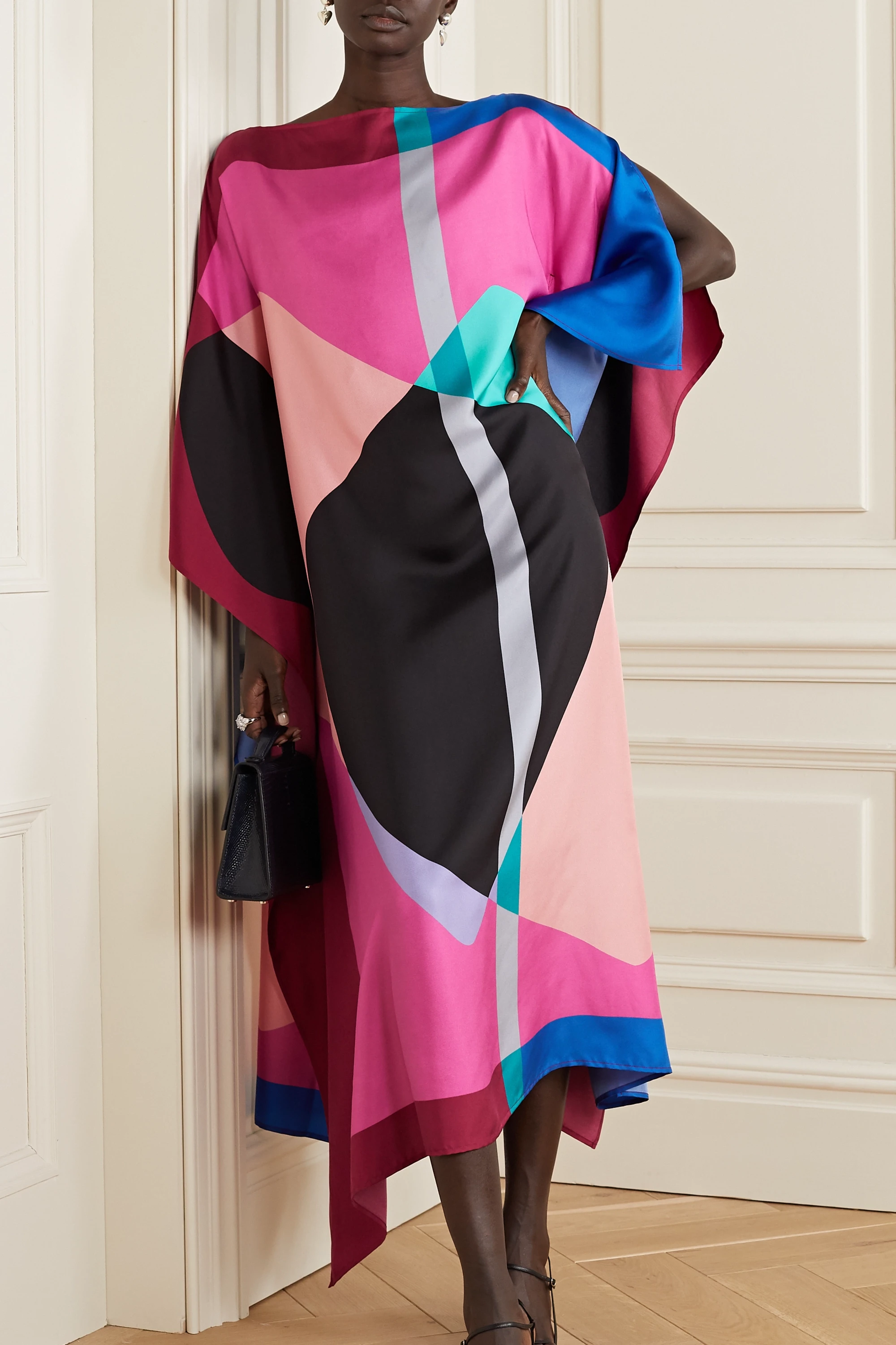 Lightweight Silk Crepe Kaftan Dress - Flowy and Stylish Caftan For Women's