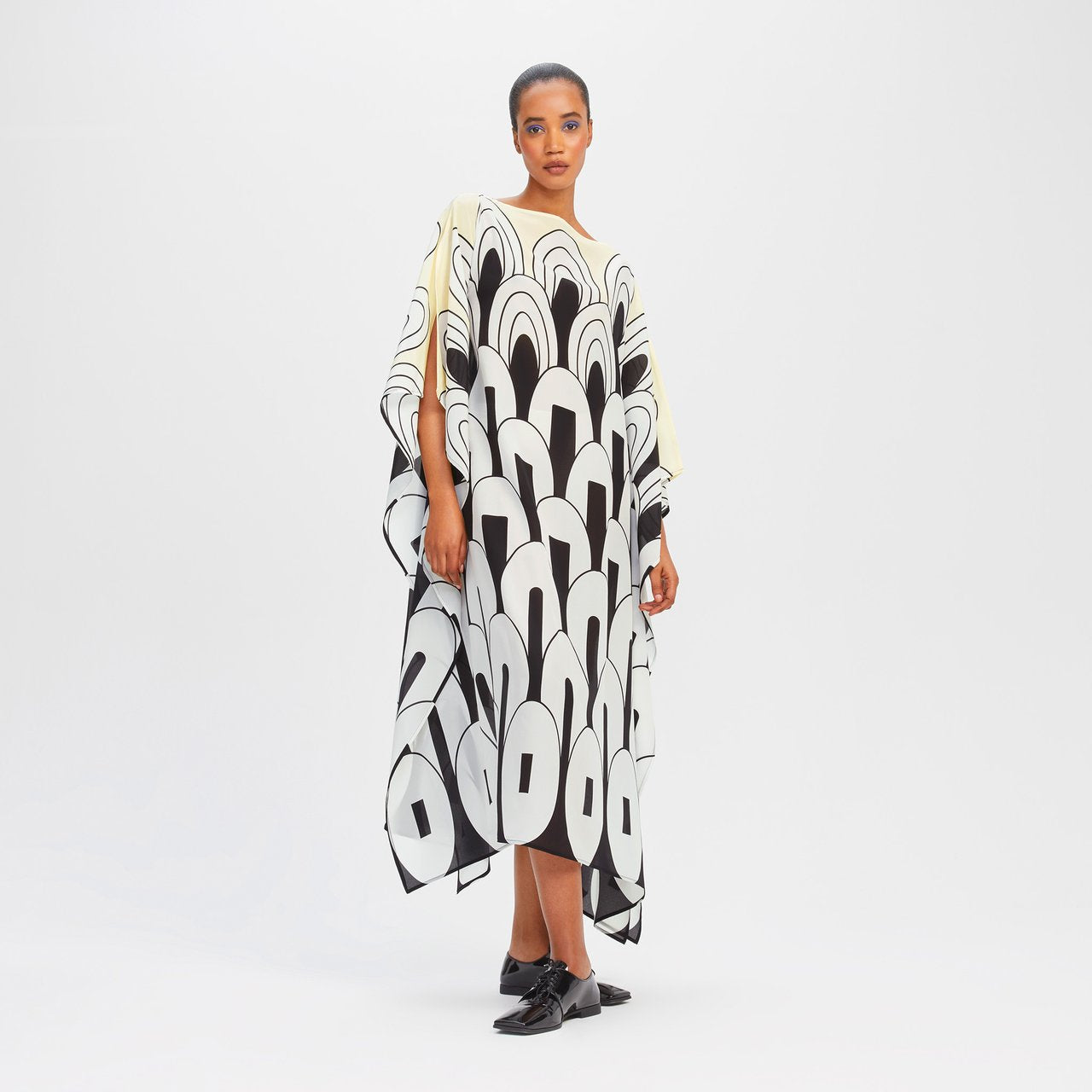 Lightweight Silk Crepe Kaftan Dress - Flowy and Stylish Women's Caftan