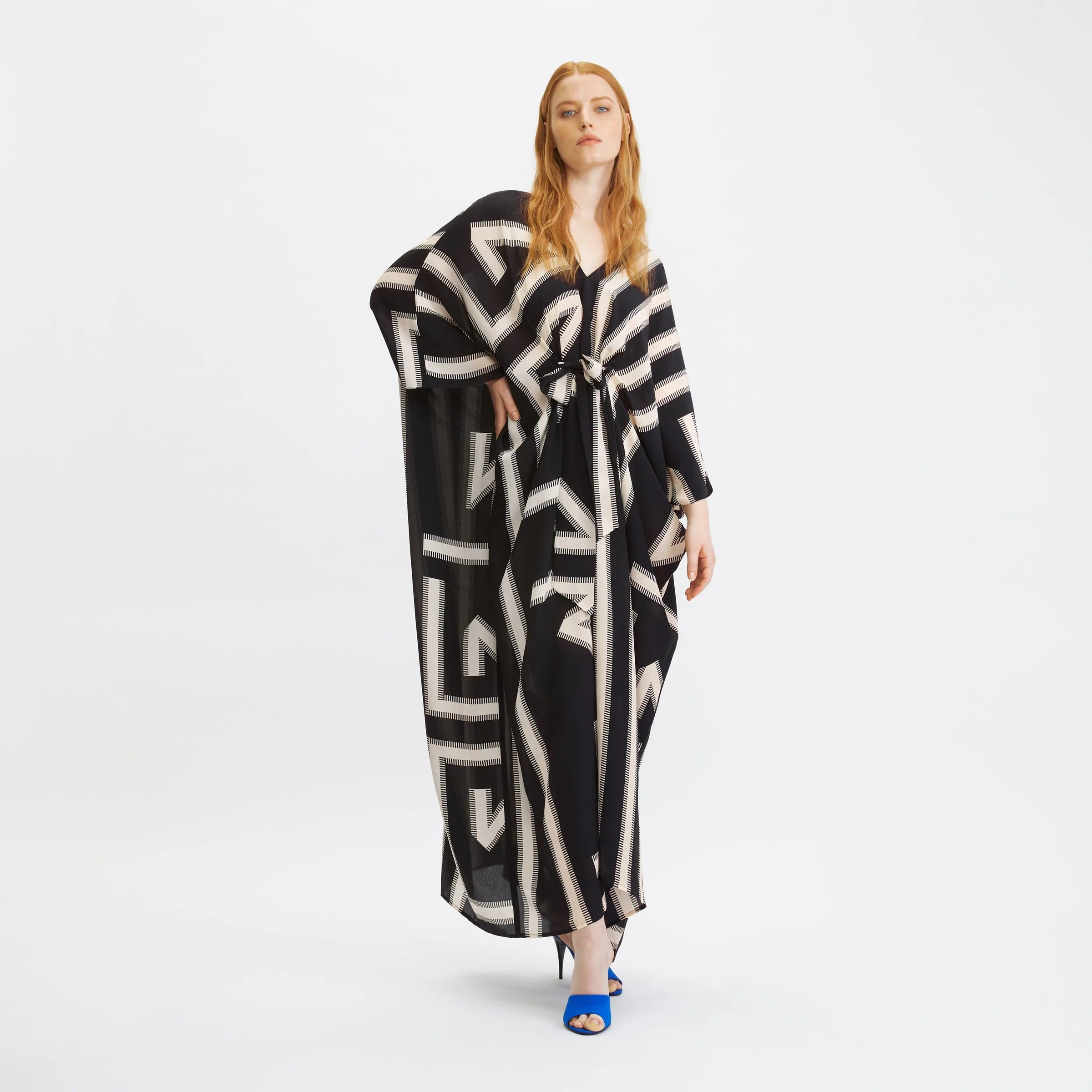 French Moss Cotton Kaftan, Relaxed Fit Evening Wear Caftan For Women's