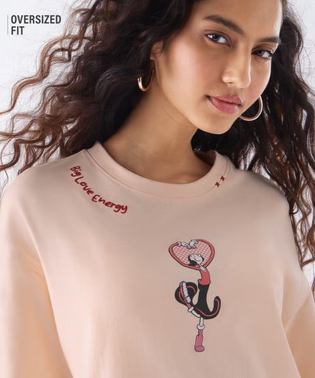 Popeye Big Love Energy Women Oversized T-Shirts