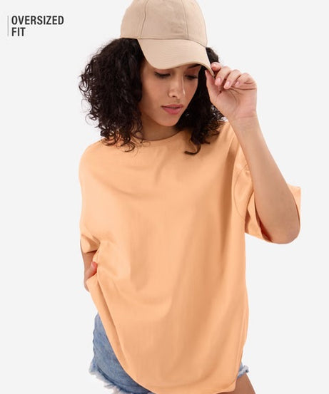 Solids Fuzzy Peach Women Oversized T-Shirts