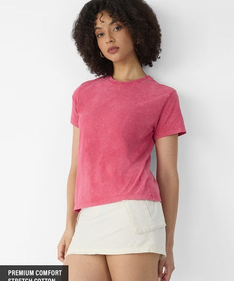 Solids Fuchsia Pink Women T-Shirts