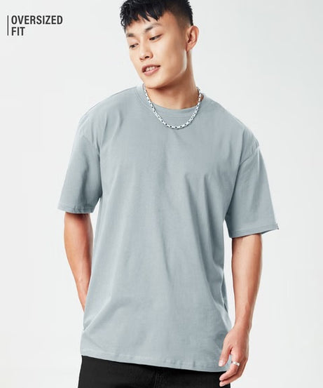 Solids Pearl Grey Oversized T-Shirts