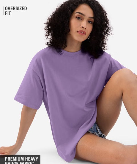 Solids Lavender Purple Women Oversized T-Shirts