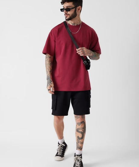 Solids Superhero Red Oversized T-Shirts