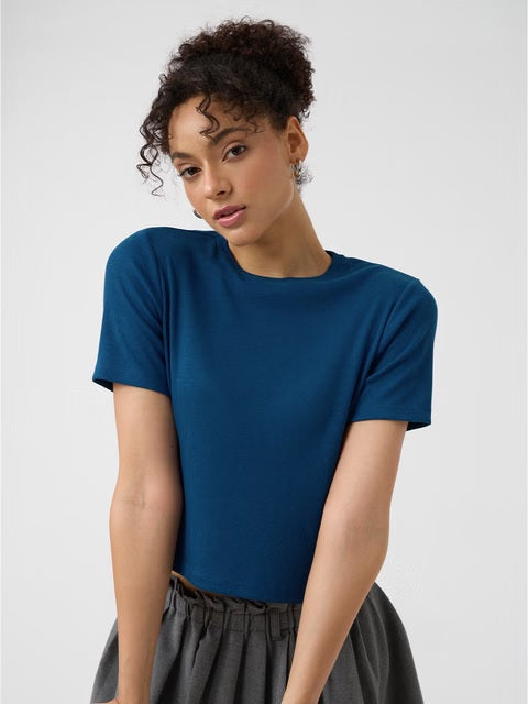 Ribbed Azure Women T-Shirts