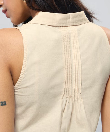 Cotton Linen Lemon Vibe Women Shirts