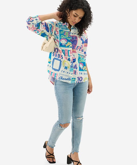 FRIENDS Doodle Women Boyfriend Shirts
