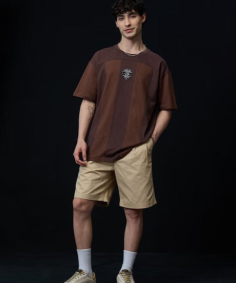 Colourblock Mocha Oversized T-Shirts