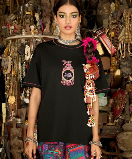 Desi Rebel Nazar Repellent Women Oversized T-Shirts