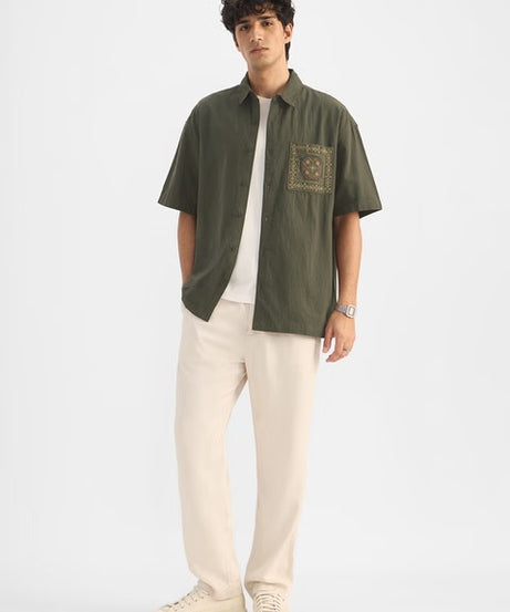 Textured Indie Olive Holiday Shirts