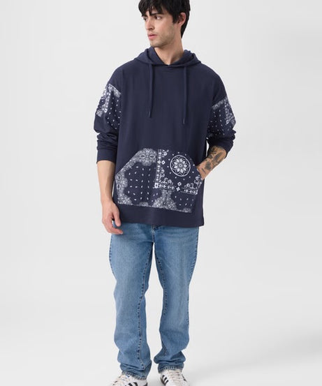 Hooded Pullover Bandana Blues Oversized Full Sleeve T-Shirts
