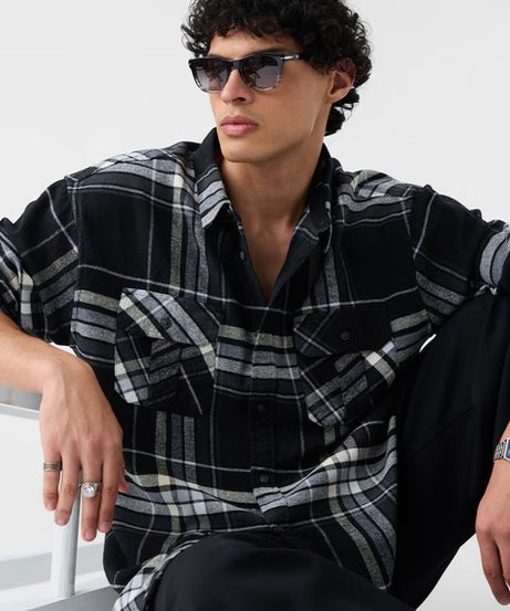 Plaid Steel Men Utility Shirts