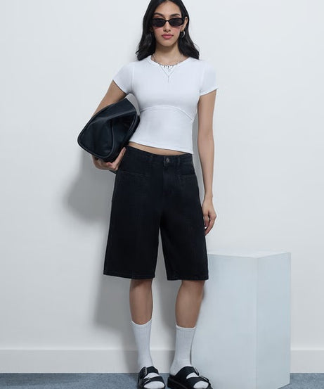 Ribbed Top Pearl Women T-Shirts