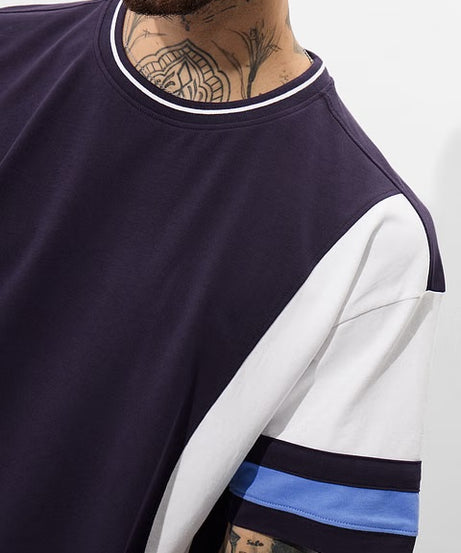 Colourblock Sapphire Oversized T-Shirts