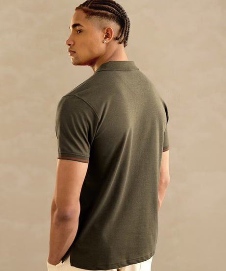 Solids Olive Zipper Polos