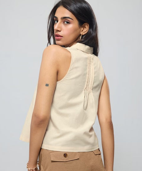 Cotton Linen Lemon Vibe Women Shirts