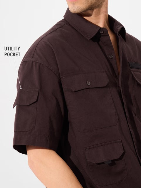 Solids Oak Brown Oversized Shirts