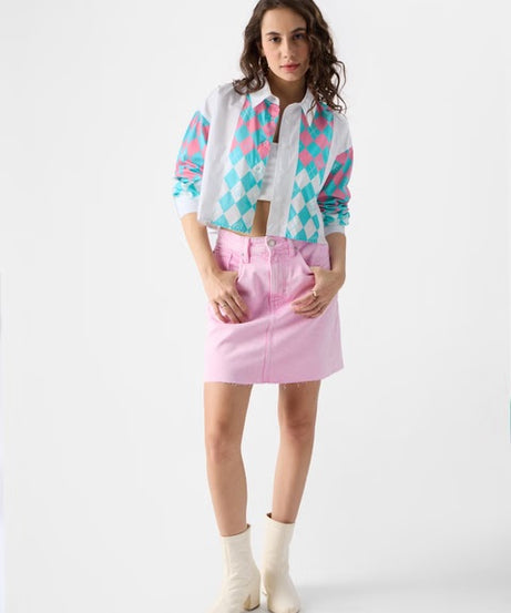 Checks Pink and Blue Women Boyfriend Shirts