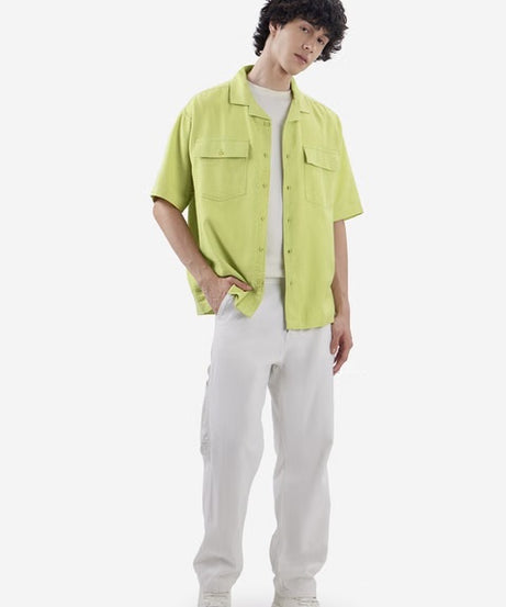 Solids Lime Green Oversized Shirts