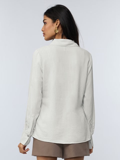 Side Rouching Off White Women Shirts