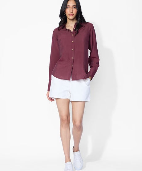 Back Tie Up Claret Women Shirts