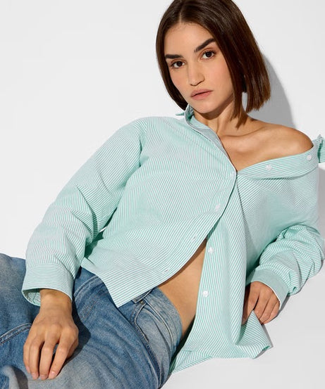 Striped Seaside Women Boyfriend Shirts