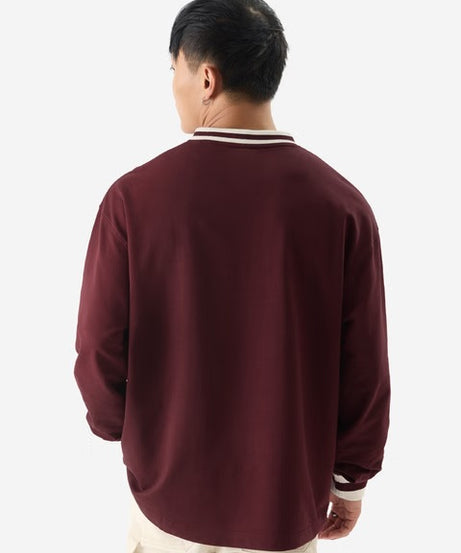 Solids Burgundy Oversized Full Sleeve T-Shirts