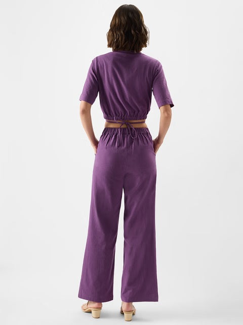 Solids Plum Women Cropped Shirts