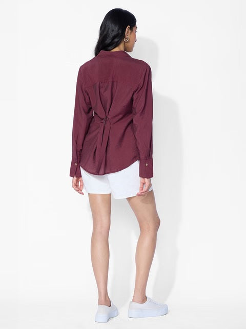 Back Tie Up Claret Women Shirts