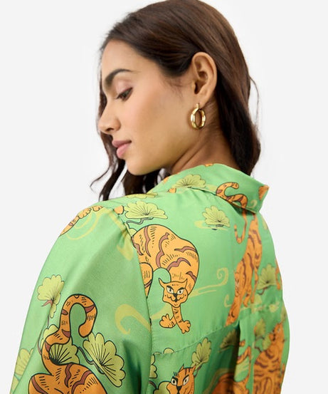 Satin Folk Tiger Women Shirts