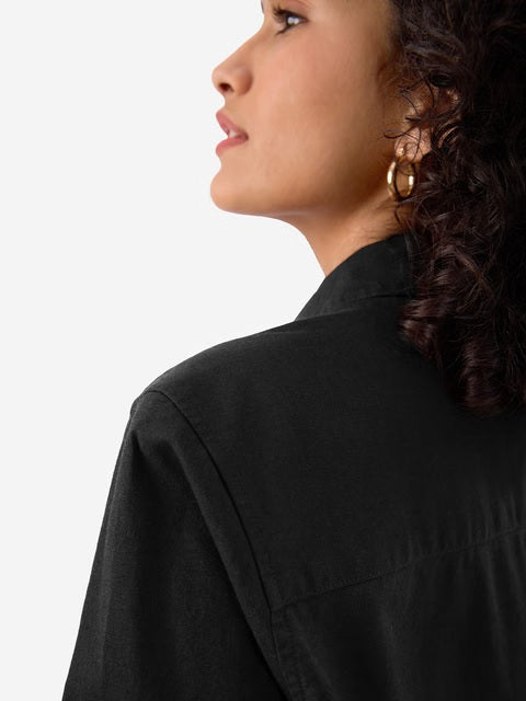 Cotton Linen Black Women Shirts